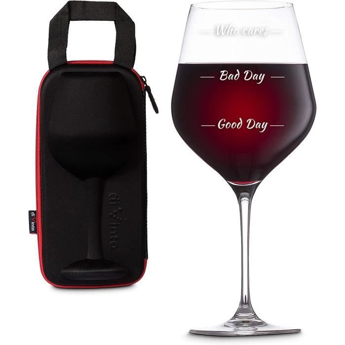 Verre à Vin Géant DiVinto - 860ml, Avec étui, Humeur 'Who Cares'