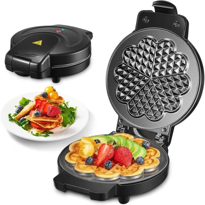Gaufrier Belge 4 Plaques - Gaufrier Électrique 1200W avec 5 Niveaux de Brunissage, Plaques