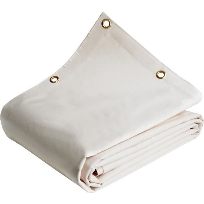 TECPLAST Toile Pergola Blanc Crème 3x4 m 640PR - Qualité 8 ans - Bâche Pergola ou Tonnelle étanche en PVC pour terrasse