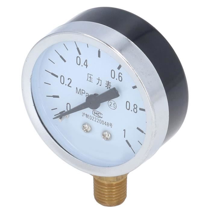 Manomètre 0-10 Bar Avec Raccord 1/4 NPT - Pour Mesure D'Eau, D'Huile, D'Air Et De Gaz
