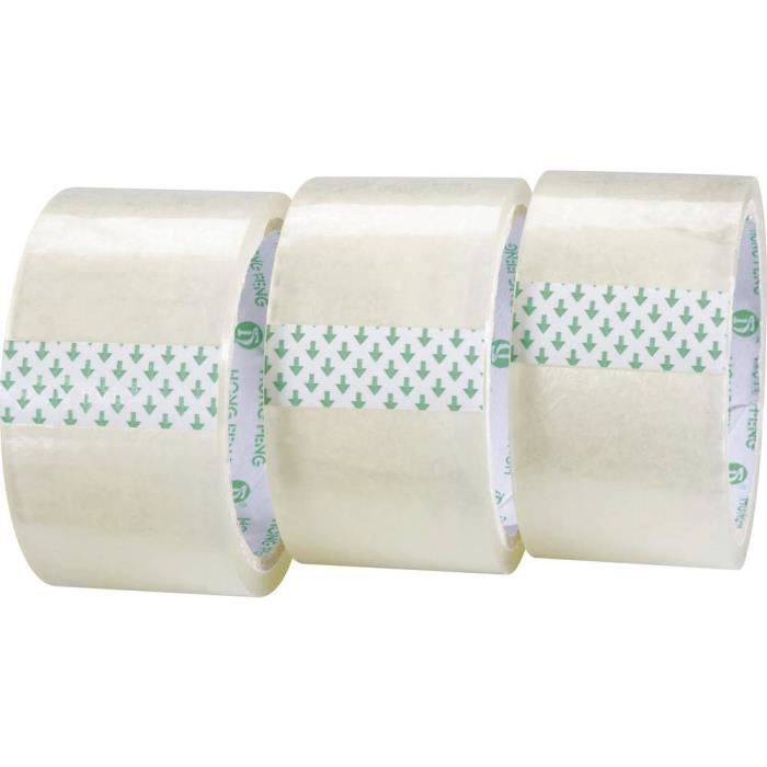 Ruban adhésif d'emballage TOOLCRAFT 1563956 transparent (L x l) 50 m x 48 mm acrylique 3 rouleau(x)