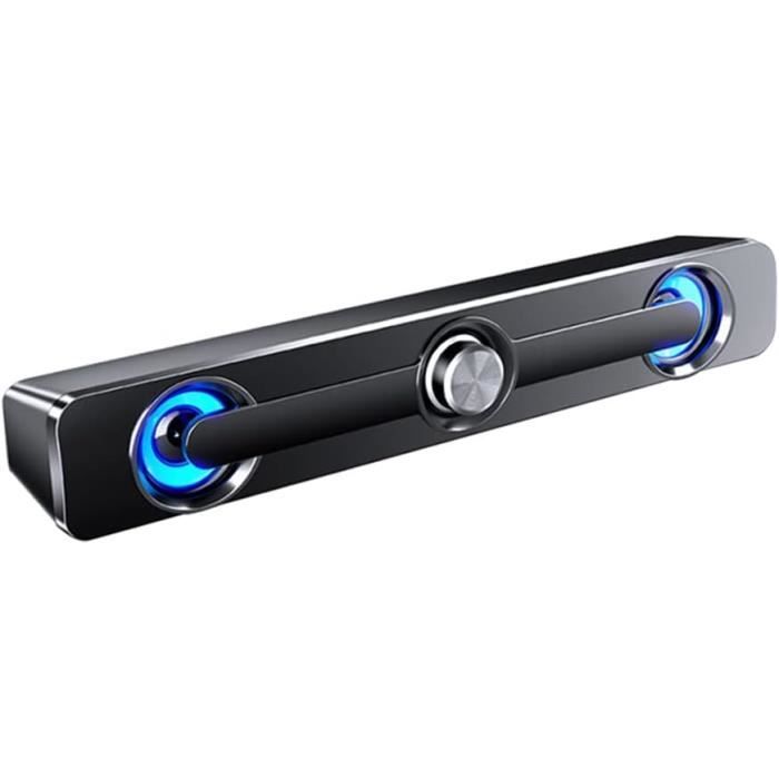 Barre De Son Bluetooth PC Avec Lumières RVB - Haut-parleurs 2x6W - Connexion USB & Auxiliaire - Pour Bureau, TV, Portable