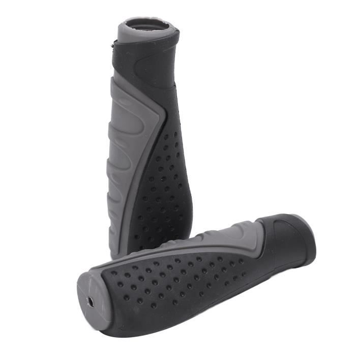 Poignées De Guidon Vélo Ergonomiques LYCAON - Noir Aluminium Antidérapantes