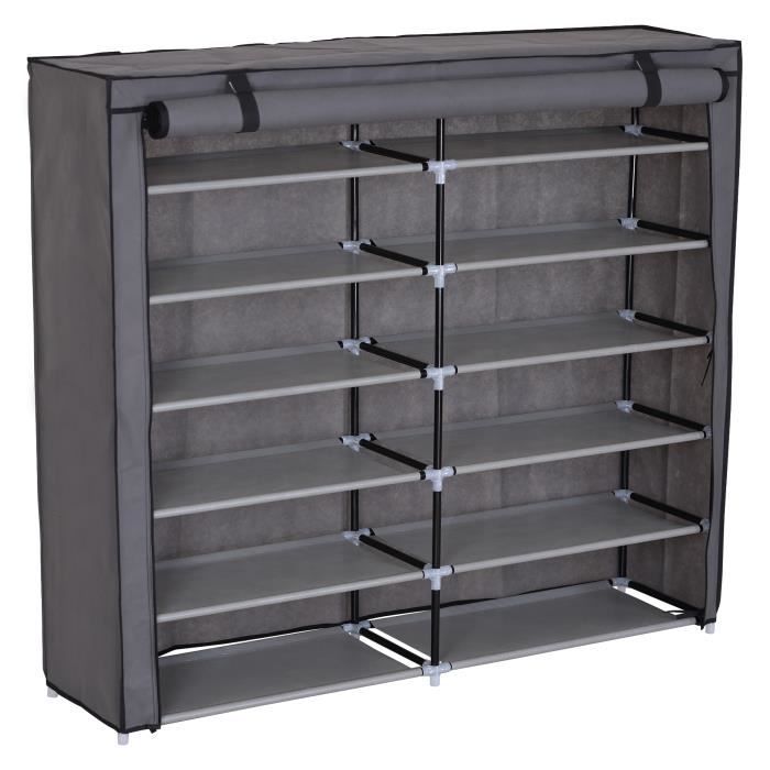 Woltu Meuble A Chaussure En Tissu Armoire Etagere A Chaussures 2x7 Niveau Range Chaussure Pliant 30x119x107cm