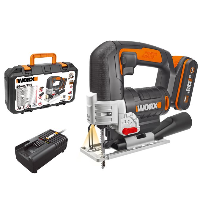 WORX Scie circulaire sans fil 20V WX543 max 80 mm Livrée avec batterie et chargeur - vue 1