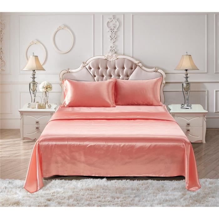 Parure De Lit 4 Pièces Microfibre - Drap Housse, Drap Plat Et Taies Ensembles Literie