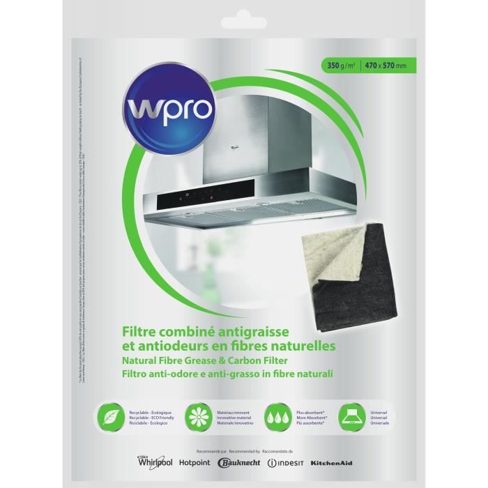 WPRO NCF351 Filtre à graisse et odeur pour hote 47 x 57 cm