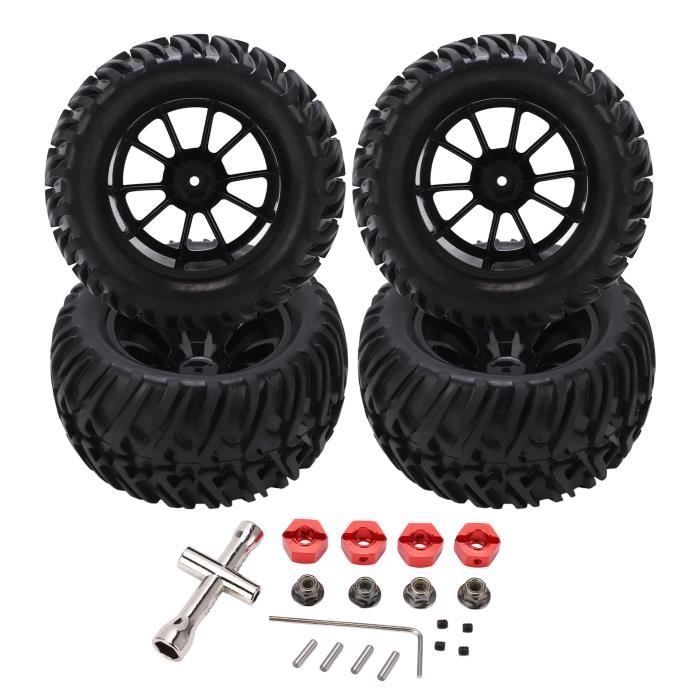 F Fityle Jeu De 4 Jantes Et Pneus Caoutchouc – Moyeu 12 Mm – Pour TT02 XV01 1/10 RC – Noir