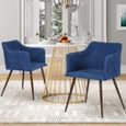 FURNISH1 ALDRIDGE - Lot de 2 Fauteuil Chaise Scandinave Salle à Manger et chaises de bureau en Tissu Bleu Foncé - 53x57.5x75cm-1