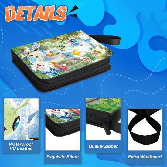 Classeur Carte Pokémon Et Collection – 400 Cartes, 50 Pages, Cuir Imperméable Fermeture éclair – Parfait Pour TCG, Foot, MTG
