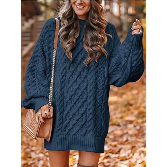 Pull Femme Basique En Laine - Col Rond, Manches Longues, Couleur Unie - Chaud Et Élégant Pour L'Hiver
