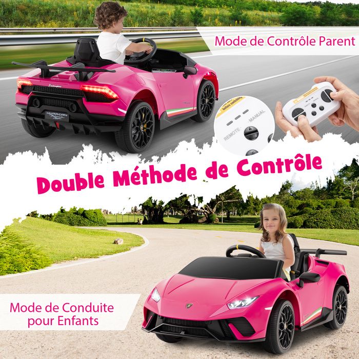 COSTWAY Aston Martin Voiture Électrique 12V/4,5 Ah pour Enfants 3-8 Ans,Télécommande 2.4G, 2 Moteur, LED, USB, Radio, Klaxon, Blanc
