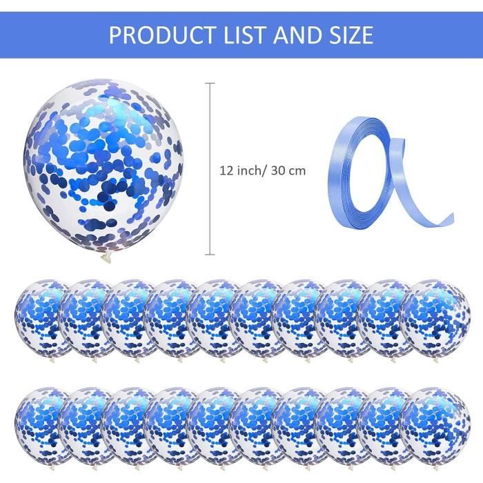 Ballons à Paillettes Confettis - 12 Ballons Bleus en Latex Transparent  Décorations de Fête d'Anniversaire - Cdiscount Maison