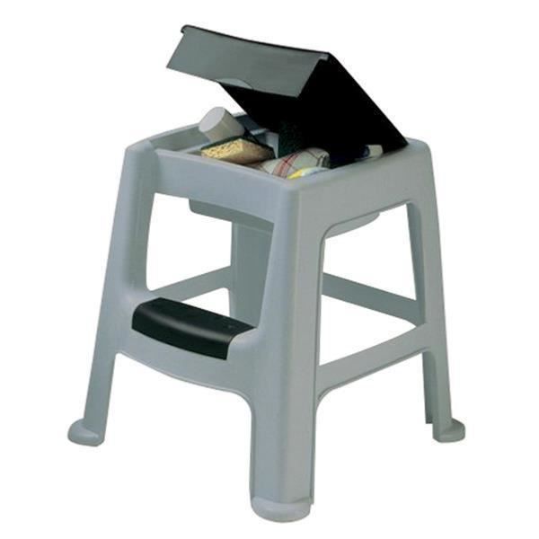 Escabeau 2 Marches Stable Jusqu'à 120 Kg – Tabouret Marchepied Blanc/Rouge – Pratique Et Antidérapant