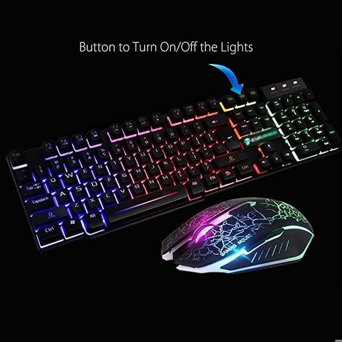 Ensemble de souris clavier lumineux rétroéclairé arc-en-ciel Jeu  d'ordinateur de bureau élégant - Cdiscount Informatique