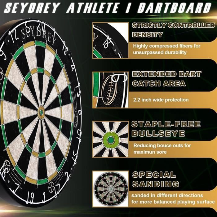 Seyey Cible Flechette Jeux de Flechette Jeu de Flechettes Adulte 6 Flechette Pointe Acier 12 
