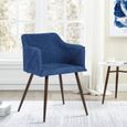 FURNISH1 ALDRIDGE - Lot de 2 Fauteuil Chaise Scandinave Salle à Manger et chaises de bureau en Tissu Bleu Foncé - 53x57.5x75cm-2