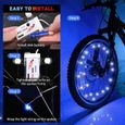 Lot de 2 Éclairage de pneus Roue de vélo, Lampe à LED Étanche à néon à pneus avec 2 Modes Clignotants, Lumière Bleu Rayons de Roue-2