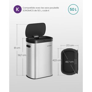 Poubelle 50 litres rectangulaire Cdiscount