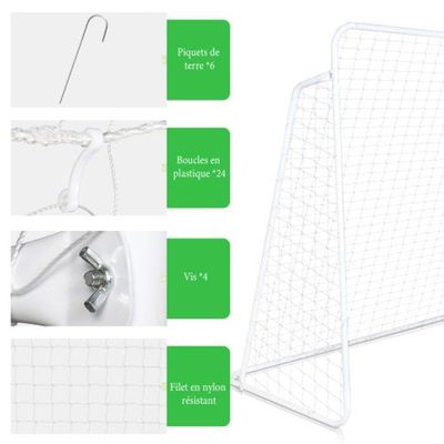 Cage De Football Extérieur LALAHO - 300x200x120 Cm - Filet PE Et Structure Acier Galvanisé - Portable Et Stable