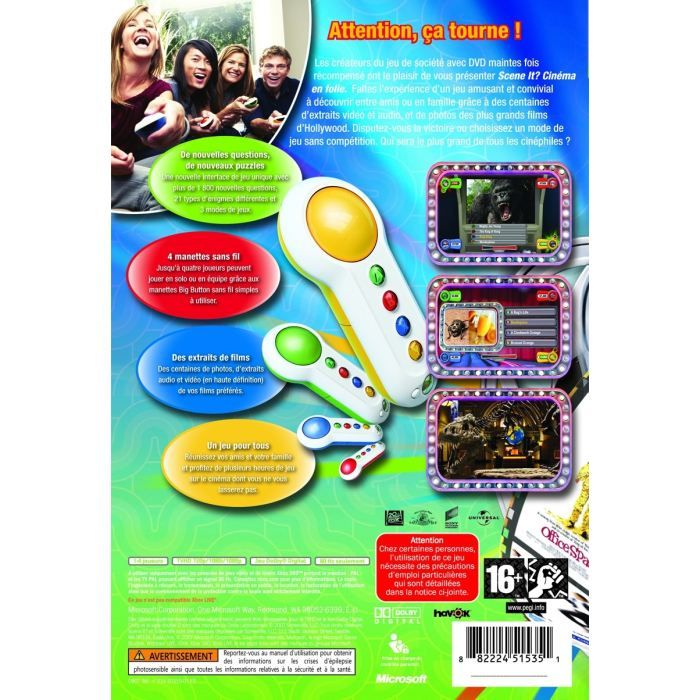 Scene It? Cinéma En Folie - Xbox 360 - Complet Avec 4 Buzzers - Édition PAL