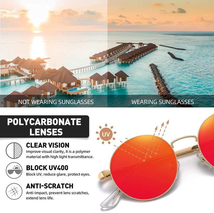 DESIGN - Lunettes de soleil style course en métal à verres miroir