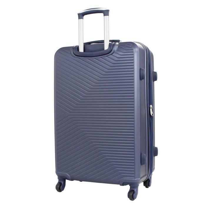 Valise Soute 80 Cm En Polycarbonate - Cadre Aluminium, Roues 360°, Serrure TSA - Gris Avec Poignée Cuir - XXL 120L