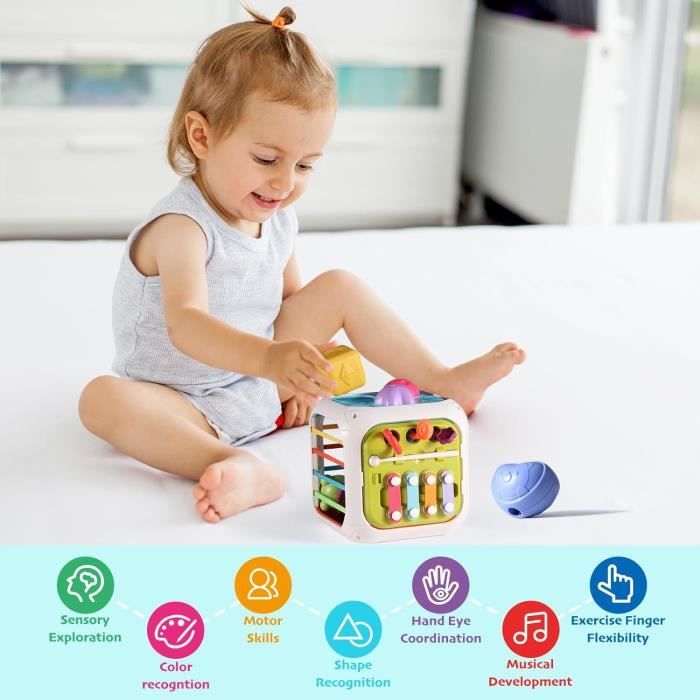 Table d'activité Montessori pour bébé 1-2-3 ans : jouet éducatif avec lumières et musique