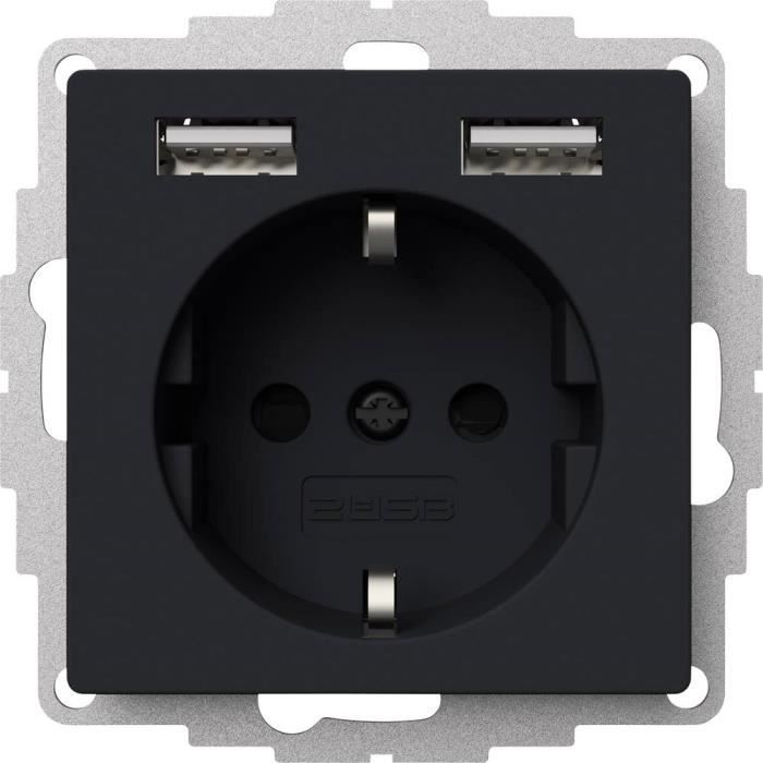 Prise de courant encastrable EV avec double prise USB-C/A + 2 prises Power  - Loisirs 44