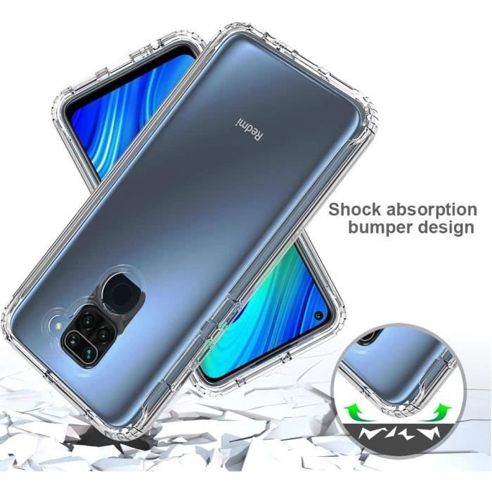 Coque Xiaomi Redmi Note9,Clear Body Hard PC + Soft Silicone TPU 2in1 ...