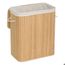 Panier à Linge Bambou Naturel Five - 40x30x50cm, Tissu Blanc
