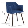 FURNISH1 ALDRIDGE - Lot de 2 Fauteuil Chaise Scandinave Salle à Manger et chaises de bureau en Tissu Bleu Foncé - 53x57.5x75cm-3
