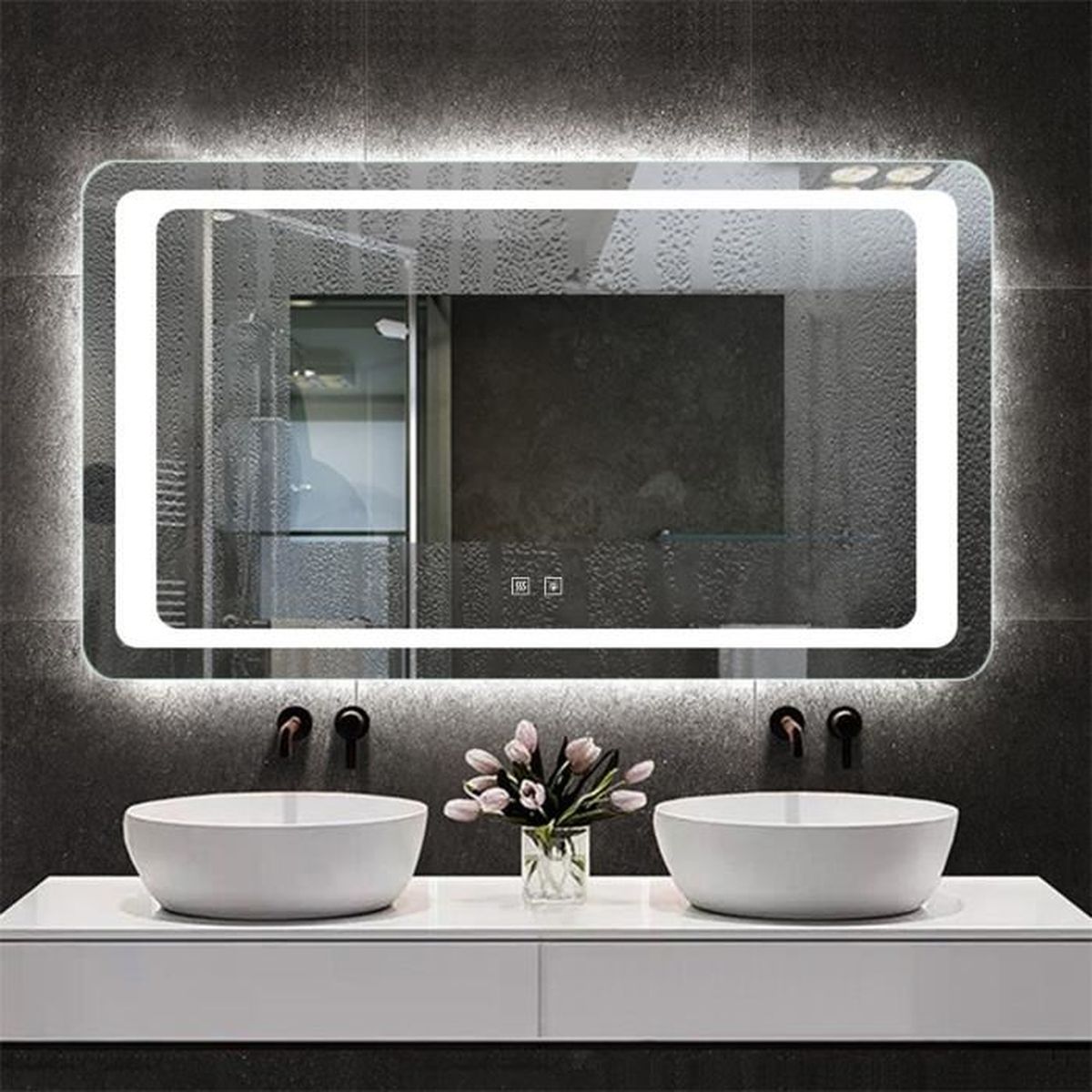 AICA Miroir Salle de bain Anti-buée 15 x 15cm 15W SMD15 AICA Miroir Salle de bain Anti-buée 15 x 15cm 15W SMD15