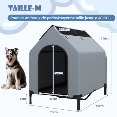 Niche Pour Chien Extérieur/intérieur COSTWAY - Cage Plastique PP 66,5x52x60cm, Porte Verrouillable, Toit Incliné, Aérations 3 Côtés - Pour Chiot, Chat, Lapin