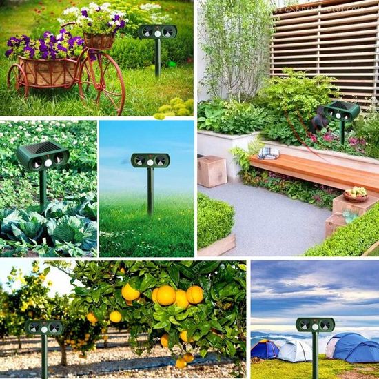 Appareil Contre Chat 2 Pcs Repulsif Chat Ultrason Exterieur Solaire