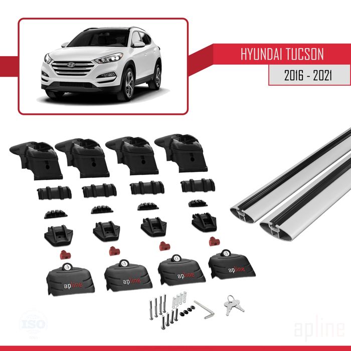 Barres De Toit ACE-2 Pour Hyundai Tucson 4 (2022-2025) – Aluminium Gris, Charge Max 75 Kg