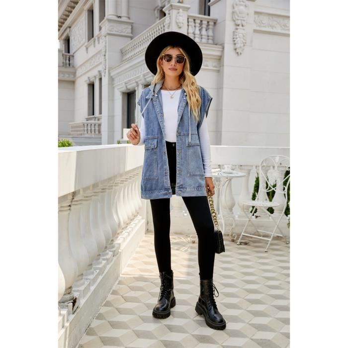 Gilet jeans femme new arrivals