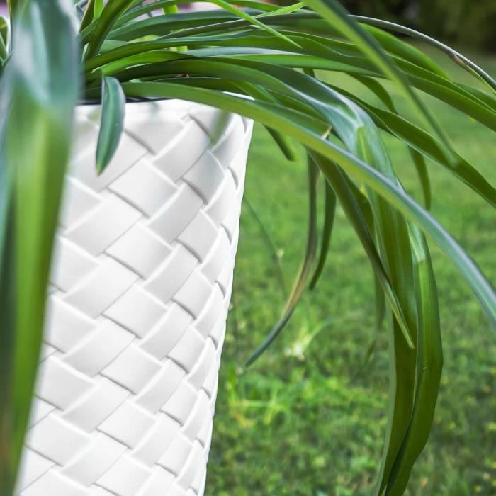 Pot de fleurs bas 21,5L avec pieds amovibles et insert 390 mm, Blanc | Leroy Merlin