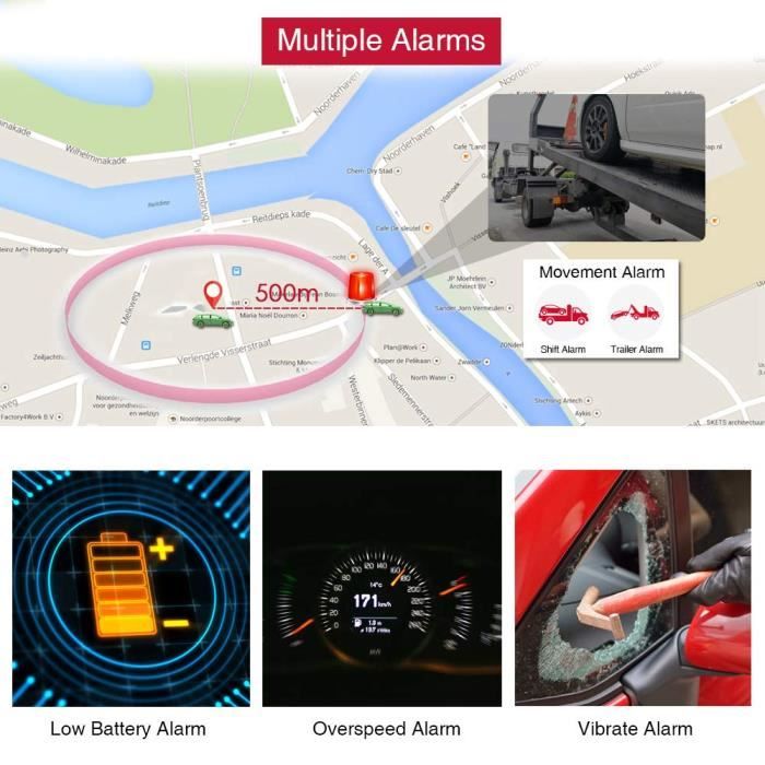 Traceur GPS Voiture 4G Espion Aimant Antivol Multiples Alarmes