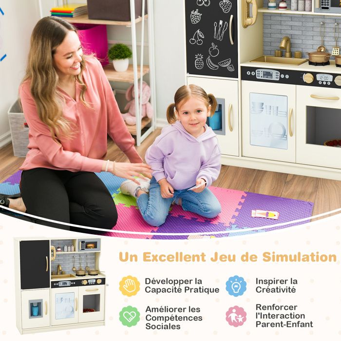 COSTWAY Cuisine Enfant Cuisine Jouet pour Enfants en Bois avec COSTWAY Cuisine Enfant Cuisine Jouet pour Enfants en Bois avec