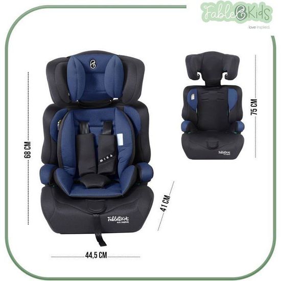 Siège Auto Enfant Pivotant 360° FableKids I-Size 40-150cm Isofix - Noir Avec Harnais 5 Points