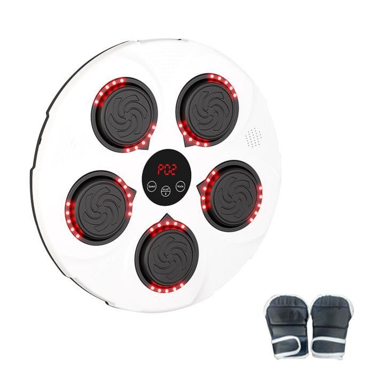 Machine De Boxe Musicale Bluetooth – Cible Murale LED, Gants Inclus – 7 Vitesses, Fitness Interactif