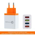 COBYE Chargeur USB - Universel - 4 Ports - Charge rapide 3.1A - Compatible iOS et Android - Fiche orange