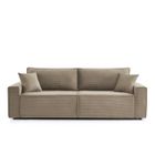 BAÏTA Canapé droit convertible 3 places ZOLA velours côtelé taupe