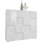 BRAND Buffet - MILANO - 2 portes - Blanc laqué brillant - 121 x 42 x 111 cm