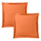 MATIN CALIN Lot de 2 taies d'oreiller 63 x 63 cm volant plat piqué - 100% Coton-57 fils-cm² Orange