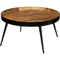 Table basse ronde en bois Siwan Atmosphera - Naturel - D70 - Contemporain - Design