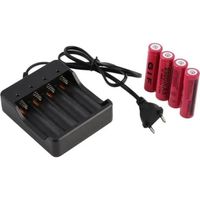 4pcs piles 18650 3.7V 9900mAh batterie rechargeable Li-ion +UE Indicateur de chargeur