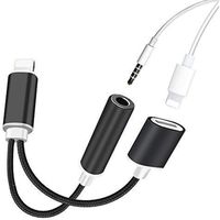 Cable Double Adaptateur charge Lightning Audio prise jack 3.5mm Noir chargeur pour iPhone 8 - Marque Yuan Yuan