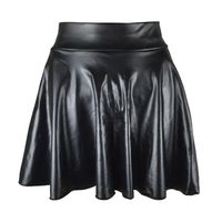 Jupe en cuir de mode pour dames jupe plissée taille haute base décontractée solide Le noir85